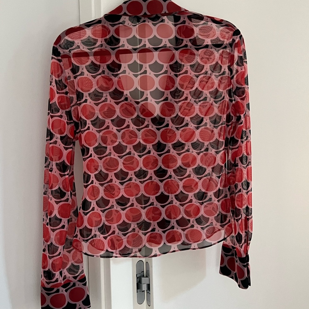 Zara Sheer Button Up With Pattern - image 2